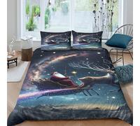 3D Print Skin-Friendly Microfiber Santa Claus Comforter Cover Easy Care Bedding Set w/ Pillowcase Fantasy Christmas Quilt Cover Set All Season Machine Washable for Teens Adults Super king（260x220cm）