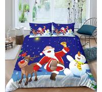 3D Print Skin-Friendly Microfiber Santa Claus dancing Bed Quilt Cover Soft Bedding Set w/ Pillowcase Christmas cartoon Bedding Quilt Cover All Season, Easy Care, Washable Kids Super king（260x220cm）