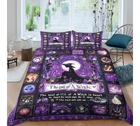3D Print Skin-Friendly Microfiber Witch silhouette Comforter Cover Easy Care Bedding Set w/Pillowcase Fantasy occult art Quilt Cover Set All Season Machine Washable for Teens Adults King（220x240cm）