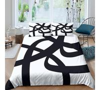 3D Print Skin-Friendly Microfibre Abstract Lines Comforter Cover All Season Bedding Sets w/ Pillowcases Modern Minimalist Quilt Cover Set All Season, Easy Care, Washable Bedroom Decor King（220x240cm）