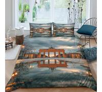 3D Print Skin-Friendly Microfibre Berlin Gate Quilt Cover Easy Care Bedding Set with Pillow Cases Historic Monument Style Comforter Cover All Season Breathable Washable for All King（220x240cm）