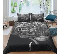 3D Print Skin-Friendly Microfibre brain collage art Comforter Cover All Season Bedding Sets w/Pillowcases graffiti urban style Quilt Cover Set Easy Care, Washable Bedroom Decor Single(140x200cm)
