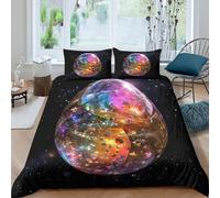 3D Print Skin-Friendly Microfibre Cosmic egg Bedding Quilt Cover Easy Care Bedding Set w/Pillowcases Fantasy space art Bed Quilt Cover All Season Breathable Washable for Home Decor Single（135x200cm）