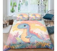 3D Print Skin-Friendly Microfibre Cute dinosaur Comforter Cover All Season Bedding Sets w/ Pillowcases Cartoon style illustration Quilt Cover Set Easy Care, Washable Bedroom Decor Double(200x200cm)