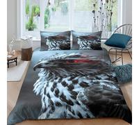 3D Print Skin-Friendly Microfibre Falcon portrait Bedding Quilt Cover Breathable Bedding Set w/ Pillowcases Wild bird photography Bed Quilt Cover All Season Washable Bedroom Decor Single（135x200cm）