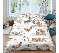 3D Print Skin-Friendly Microfibre Farm animals Bedding Quilt Cover Breathable Bedding Set w/ Pillowcases Rustic country style Bed Quilt Cover All Season Washable for Bedroom Decor Single（135x200cm）