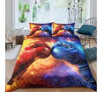 3D Print Skin-Friendly Microfibre fighting_gloves Bed Quilt Cover Breathable Bedding Set w/ Pillowcases space_action_style Duvet Cover All Season, Easy Care, Washable for All Single（135x200cm）