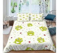 3D Print Skin-Friendly Microfibre Frog prince Bedding Quilt Cover Breathable Bedding Set w/ Pillowcases Cartoon animal pattern Bed Quilt Cover All Season Washable for Bedroom Decor King（220x240cm）