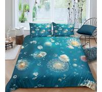 3D Print Skin-Friendly Microfibre Jellyfish Underwater Bed Quilt Cover Breathable Bedding Set w/ Pillowcases Marine Life Duvet Cover All Season Easy Care, for Men Women Kids Double（200x200cm）