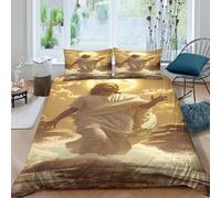 3D Print Skin-Friendly Microfibre Jesus walking Bedding Quilt Cover Breathable Bedding Set w/Pillowcases divine spiritual art Bed Quilt Cover All Season Washable Bedroom Decor Super king（260x220cm）