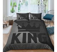 3D Print Skin-Friendly Microfibre King symbol Bedding Quilt Cover Easy Care Bedding Pillowcases Monochrome bold design Bed Quilt Cover All Season Breathable Washable Home Decor Single(140x200cm)