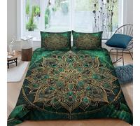 3D Print Skin-Friendly Microfibre mandala design Duvet Cover Easy Care Bedding Set w/Pillowcases boho ornamental art Quilt Cover Set All Season Soft Washable for Boys Girls Kids Single（135x200cm）