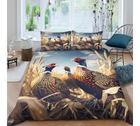 3D Print Skin-Friendly Microfibre Pheasant birds Bedding Quilt Cover Breathable Bedding Set w/ Pillowcases Nature wildlife scene Bed Quilt Cover All Season for Bedroom Decor Double（200x200cm）