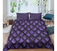 3D Print Skin-Friendly Microfibre Purple diamond Quilt Cover All Season Bedding Sets w/ Matching Pillowcase Abstract geometric Duvet Cover Set Easy Care Breathable Washable Couples King(220x240cm)