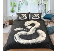 3D Print Skin-Friendly Microfibre Snake tattoo art Quilt Cover Easy Care Bedding Set with Pillow Cases Black and white illust Comforter Cover All Season Breathable Washable for All Double（200x200cm）