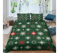 3D Print Skin-Friendly Microfibre SnowflakePattern Bed Quilt Cover Breathable Bedding Set w/ Pillowcases ChristmasFestiveStyle Duvet Cover All Season, Easy Care, for All Super king（260x220cm）