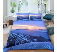 3D Print Skin-Friendly Microfibre Snowy peaks Bed Quilt Cover Easy Care Bedding Set w/ Pillowcases Mountain l&scape style Quilt Cover Set All Season Breathable Washable Home Decor Double（200x200cm）