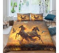 3D Print Skin-Friendly Microfibre Wild horses galloping Bedding Quilt Cover Easy Care Bedding Pillowcases Dynamic fantasy Quilt Cover All Season Breathable Washable Home Decor Super king(260x220cm)