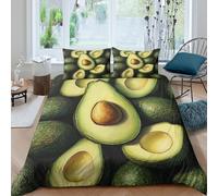 3D Print Soft Microfiber Avocado halves Comforter Cover All Season Bedding Set with Pillow Shams Fresh fruit composition Duvet Cover Easy Care, Washable for Kids Teens Boys Girls King（220x240cm）