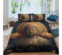 3D Print Soft Microfiber Buddha meditation Quilt Cover Easy Care Bedding Sets with Matching Pillowcase spiritual Style Bed Quilt Cover All Season Breathable Washable for All Super king（260x220cm）
