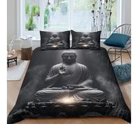 3D Print Soft Microfiber Buddha statue Duvet Cover Breathable Easy Care Bedding Set with Pillow Shams meditative spiritual art_ Quilt Cover All Season for Home Decor Single（135x200cm）