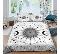 3D Print Soft Microfiber celestial symbols Duvet Cover Easy Care Breathable Bedding Set w/ Pillowcases mystical astrology Quilt Cover All Season Washable for Kids Teens Adults Double（200x200cm）