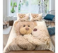 3D Print Soft Microfiber Cuddly teddy bear Bed Quilt Cover Breathable Bedding Set with Pillow Shams Soft plush toy style Comforter Cover All Season, Easy Care, Washable for All Double（200x200cm）