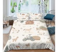 3D Print Soft Microfiber Farm animals Quilt Cover Easy Care Bedding Sets with Matching Pillowcase Rustic cartoon style Bed Quilt Cover All Season Breathable Washable for All Single（135x200cm）
