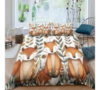 3D Print Soft Microfiber Fox family Quilt Cover Set Easy Care Bedding Set with Pillow Shams Whimsical woodland art Bedding Quilt Cover All Season for Home Decoration Single（140x200cm）