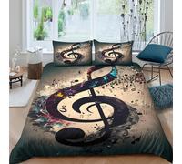 3D Print Soft Microfiber music note art Quilt Cover Set Easy Care Bedding Set with Pillow Shams abstract musical design Bedding Quilt Cover All Season for Home Decor Single（140x200cm）