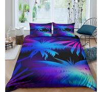 3D Print Soft Microfiber neon palm trees Duvet Cover Set Easy Care Bedding Pillow Cases vibrant tropical style Bedding Quilt Cover All Season Breathable Washable Kids Teens Boys Girls Do (200x200cm)