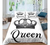 3D Print Soft Microfiber Queen crown Duvet Cover Easy Care Bedding Set with Pillow Shams black white tattoo style Comforter Cover All Season Breathable for Kids Teens Adults Single（135x200cm）