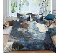 3D Print Soft Microfibre Abstract art Comforter Cover Easy Care Bedding Set w/Pillowcases Modern blue textured design Quilt Cover Sets All Season Machine Washable for Boys Girls Kids King（220x240cm）