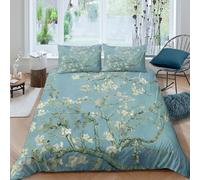 3D Print Soft Microfibre Almond Blossoms Duvet Cover Set All Season Bedding Set w/ Pillowcases Van Gogh Style Painting Bedding Quilt Cover Easy Care, Washable for Home Decor Super king（260x220cm）
