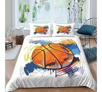 3D Print Soft Microfibre basketball dynamic art Duvet Cover Sets All Season Bedding Set w/Pillowcases sports illust Bedding Quilt Cover Easy Care for Home Decor Super king（260x220cm）