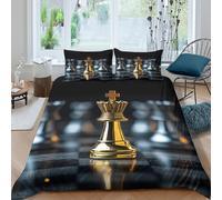 3D Print Soft Microfibre chess king Duvet Cover Sets All Season Bedding Set with Pillowcases strategic leadership style Bedding Quilt Cover Easy Care Machine Washable for Home Decor Single（140x200cm）