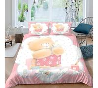 3D Print Soft Microfibre Cute teddy bear Quilt Cover All Season Bedding Set w/ Pillow Cases cartoon craft style Duvet Cover All Season Breathable Machine Washable for Bedroom Decor Double（200x200cm）