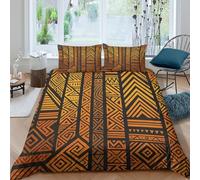 3D Print Soft Microfibre Ethnic patterns Quilt Cover Breathable Bedding Set with Pillowcases African tribal design Duvet Cover Sets All Season Easy Care Machine Washable for Couples Single（135x200cm）