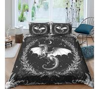 3D Print Soft Microfibre fantasy dragon Bed Quilt Cover All Season Bedding Set w/ Pillowcases gothic ornamental design Duvet Cover Breathable Easy Care, Washable for Men Women Kids Single（140x200cm）