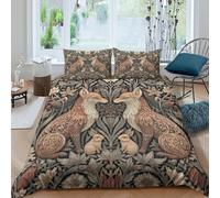 3D Print Soft Microfibre Foxes in garden Quilt Cover Set Easy Care Bedding Set w/Pillowcases Nature inspired art Comforter Cover All Season Breathable Washable for Bedroom Decor Single（140x200cm）