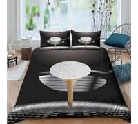 3D Print Soft Microfibre Golf ball on tee Bed Quilt Cover All Season Bedding Sets with Pillowcases Sports design style Duvet Cover Easy Care Breathable Washable for Home Decor Single（140x200cm）