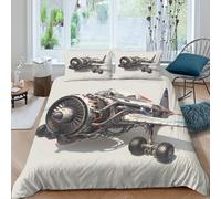 3D Print Soft Microfibre Jet engine model Quilt Cover All Season Bedding Set w/ Pillow Cases Sci-fi aircraft design Duvet Cover All Season Breathable Washable for Bedroom Decor Super king（260x220cm）