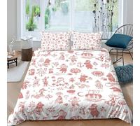 3D Print Soft Microfibre Moomin characters Bed Quilt Cover All Season Bedding Sets with Pillowcases Scandinavian cartoon Duvet Cover Easy Care Breathable Washable for Home Decor King（220x240cm）