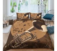 3D Print Soft Microfibre musical_instrument Quilt Cover Set Easy Care Bedding Set w/Pillowcases jazz_art_style Comforter Cover All Season Breathable Washable for Bedroom Decor Single（140x200cm）