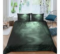 3D Print Soft Microfibre Mystic Bamboo Path Quilt Cover All Season Bedding Set w/ Pillow Cases Gothic Forest Scene Duvet Cover All Season Breathable Washable for Bedroom Decor Double（200x200cm）