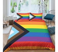 3D Print Soft Microfibre Rainbow flag Bed Quilt Cover All Season Bedding Sets with Pillowcases LGBTQ+ pride symbol Duvet Cover Easy Care Breathable Washable for Home Decor Super king（260x220cm）