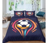 3D Print Soft Microfibre SoccerBallDynamic Quilt Cover Set Easy Care Bedding Set w/ Pillowcases SportArtStyle Comforter Cover All Season Breathable Washable for Bedroom Decor Super king（260x220cm）