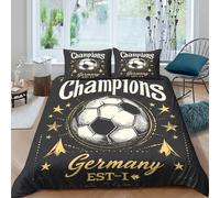 3D Print Soft Microfibre SoccerChampions Quilt Cover Breathable Bedding Set with Pillowcases VintageSportsGraphic Duvet Cover Sets All Season Easy Care Machine Washable for Couples Single（140x200cm）