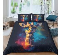 3D Print Soft Microfibre Sunglasses Giraffe Comforter Cover All Season Bedding Set with Pillow Shams Digital Art Style Duvet Cover Set Easy Care, Washable for Men Women Kids Super king（260x220cm）