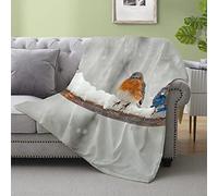 3D Print Super King Size Blankets Gray Robin Ultra-soft Warm Puffy Flannel Throw Blanket, Versatile Throws Blankets 87"x94" for Bedroom Couch Bed Sofa Bedding (221x239cm)